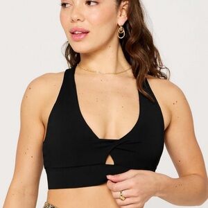 Fabletics Oasis Twist Black Sports Bra Medium